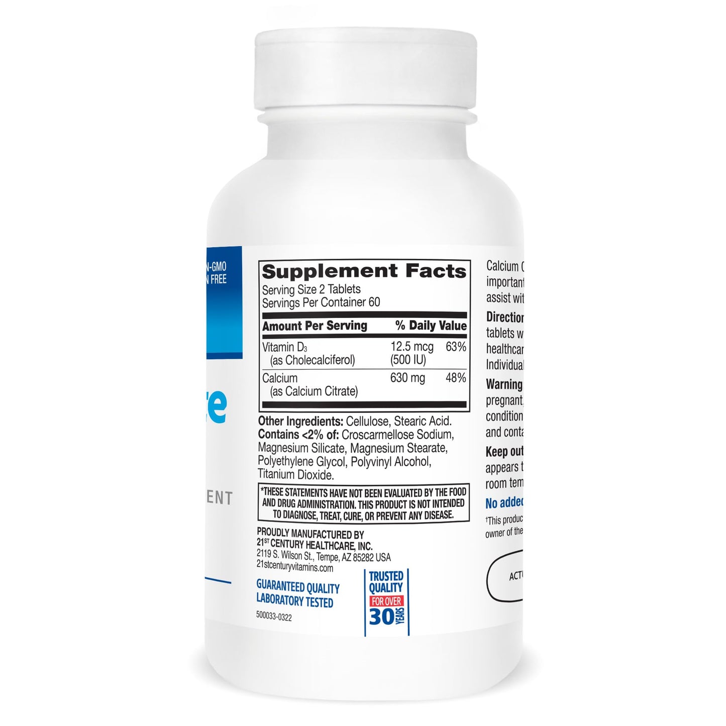 21st Century Calcium Citrate Plus D Maximum Caplets, 120 Count