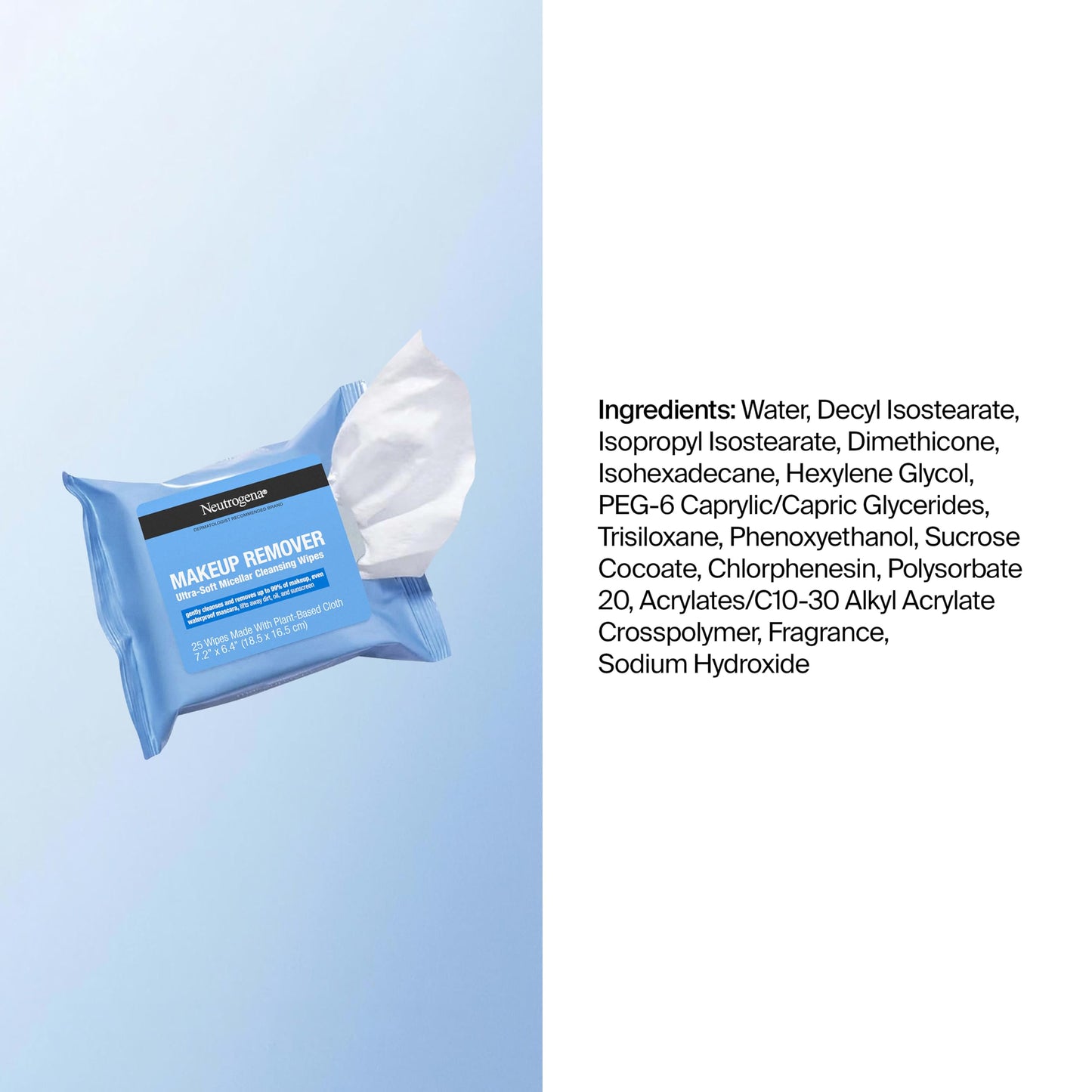 Neutrogena Makeup Remover Micellar Wipes, 2 Pack of 25 Ct