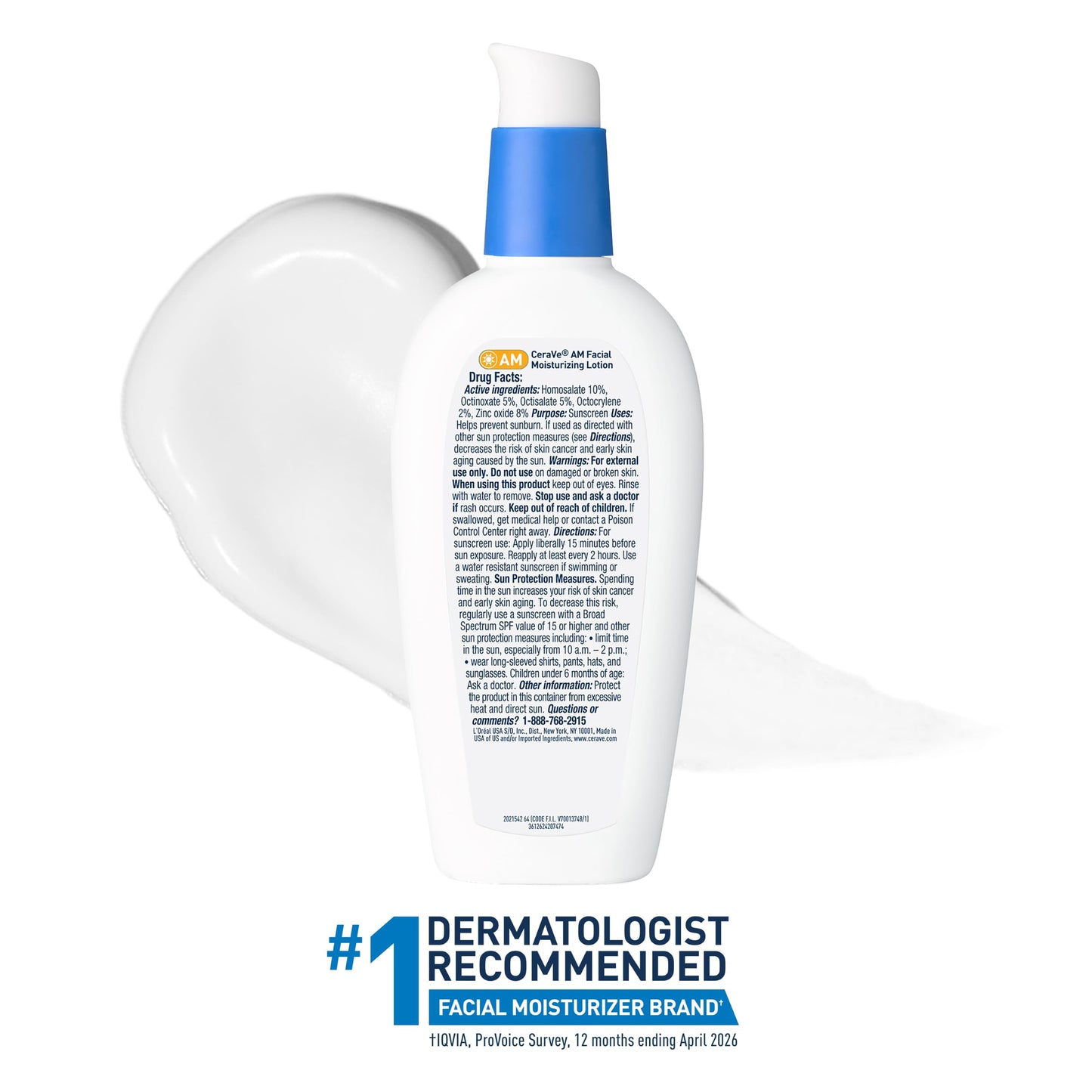 CeraVe AM Oil Face Moisturizer Lotion, Sunscreen for Face, SPF 30, 3oz