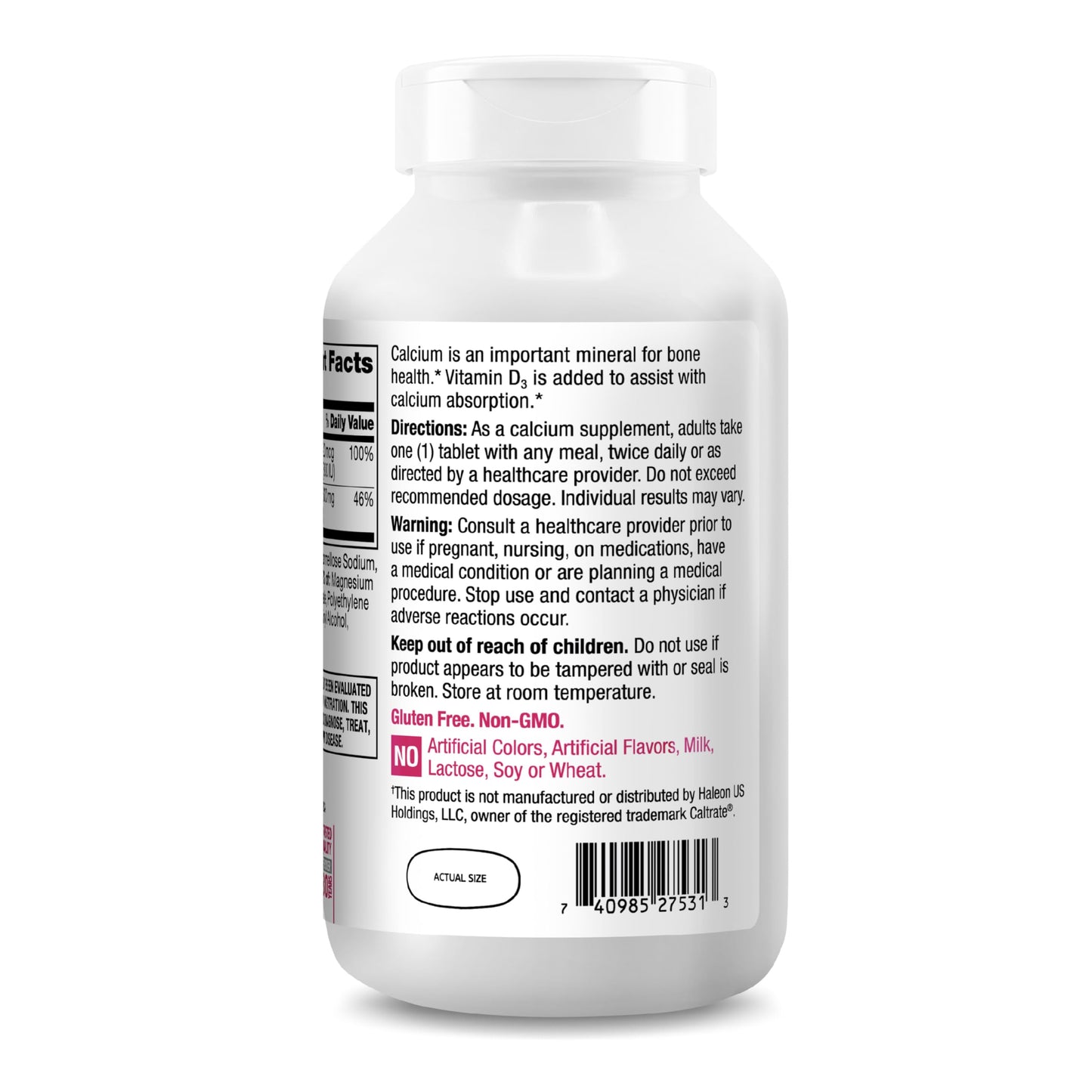 21st Century Calcium Plus D Supplement Tablet, 600 mg, 400 Count