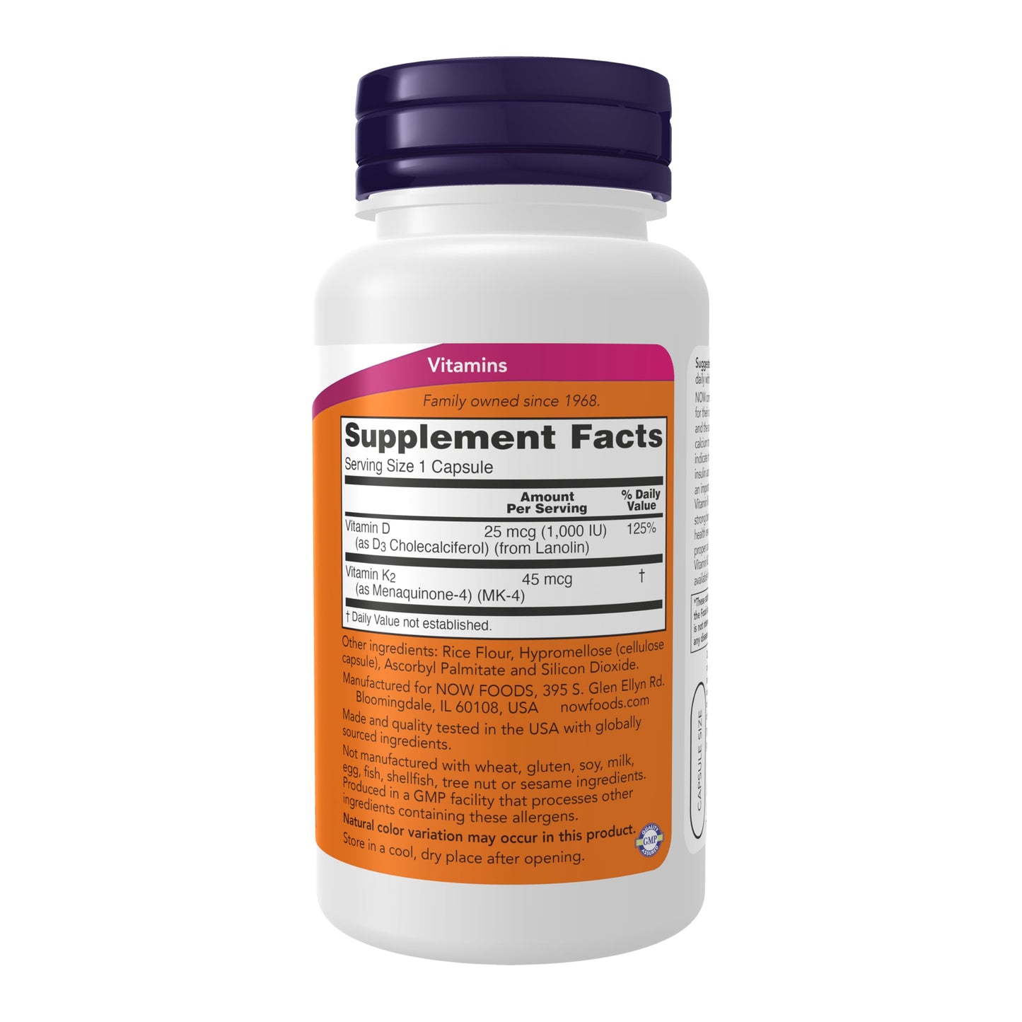 NOW Foods Vitamin D-3 & K-2-120 Veg Capsules