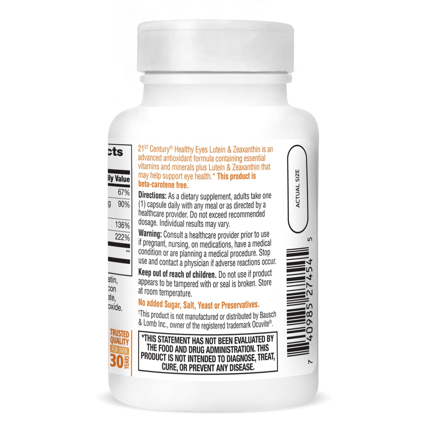 21st Century Healthy Eyes Lutein & Zeaxanthin Capsules, Vision, 60 Count