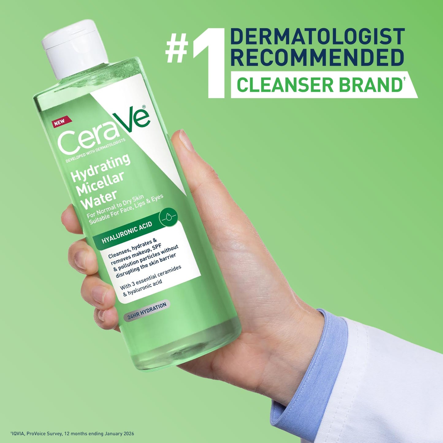 CeraVe Hydrating Micellar Water, Facial Cleanser & Makeup Remover, 13oz