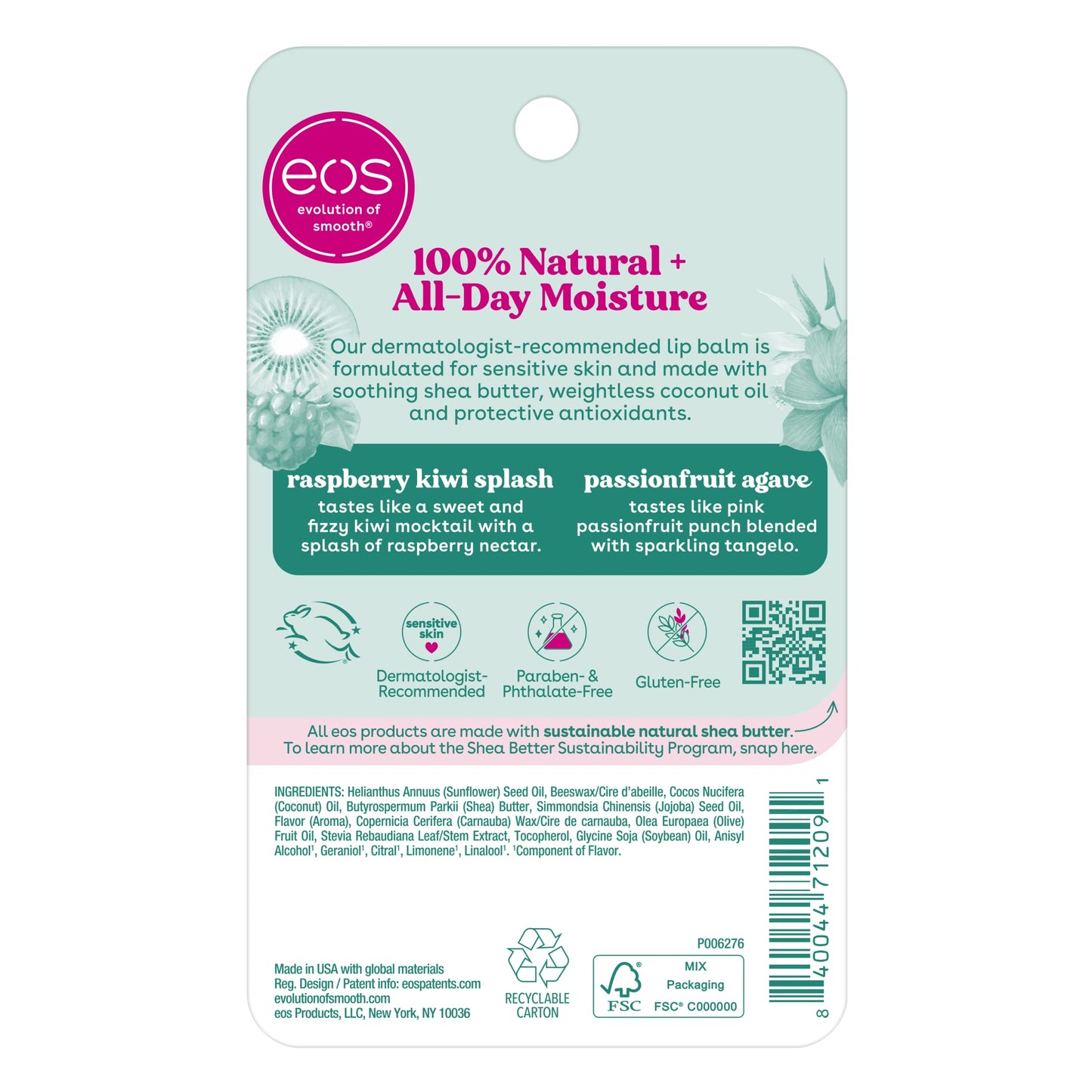 eos 100% Natural Lip Balms- Fruity Variety Pack, 0.14 oz, 2-Pack