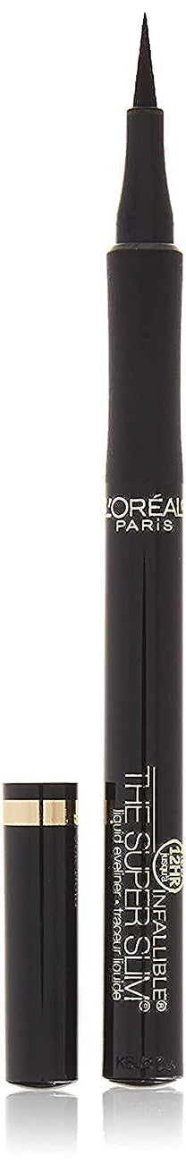 L'Oreal Paris Makeup Infallible Super Slim Long-Lasting Liquid Eyeliner, Ultra-Fine Felt Tip, Quick Drying Formula, Glides on Smoothly, Black, Pack of 1