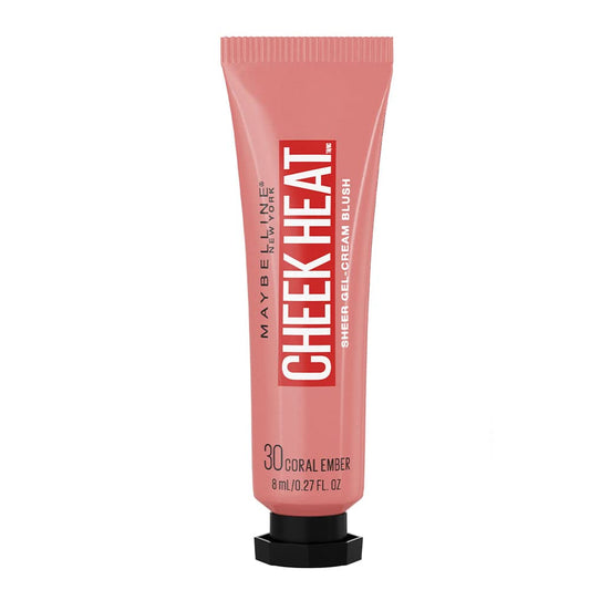 Maybelline New York Cheek Heat Gel-Cream Blush Makeup, Lightweight, Breathable Feel, Sheer Flush Of Color, Natural-Looking, Dewy Finish, Oil-Free, Coral Ember, 1 Count