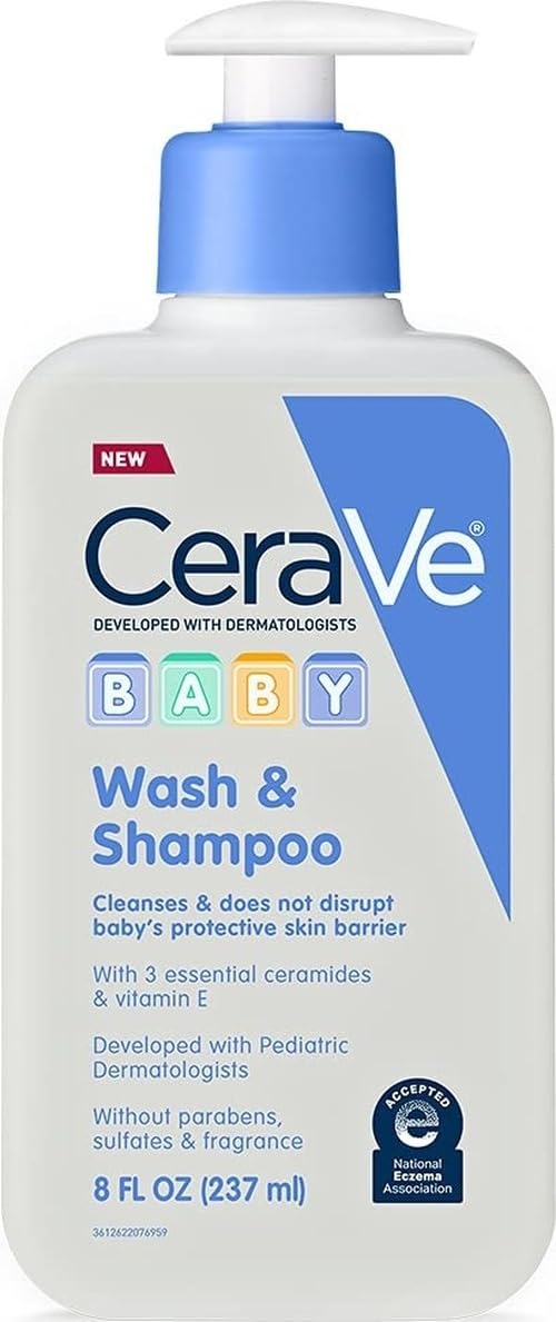 CeraVe Baby 2-in-1 Wash & Shampoo with Vitamin E for Hair & Skin, 8oz