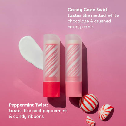 eos Holiday Lip Treatment Gift Set- Candy Cane Swirl Lip Scrub & 24H Moisture Super Balm, Limited-Edition Lip Care, Stocking Stuffers, 4-Pack