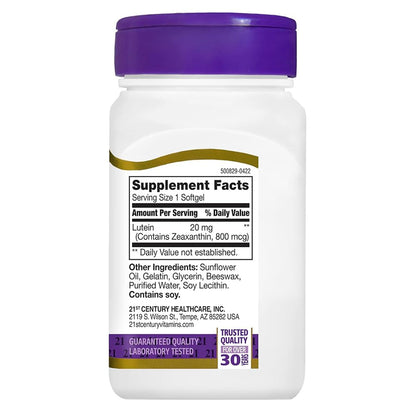 21st Century Lutein, 20 mg, 60 Softgels