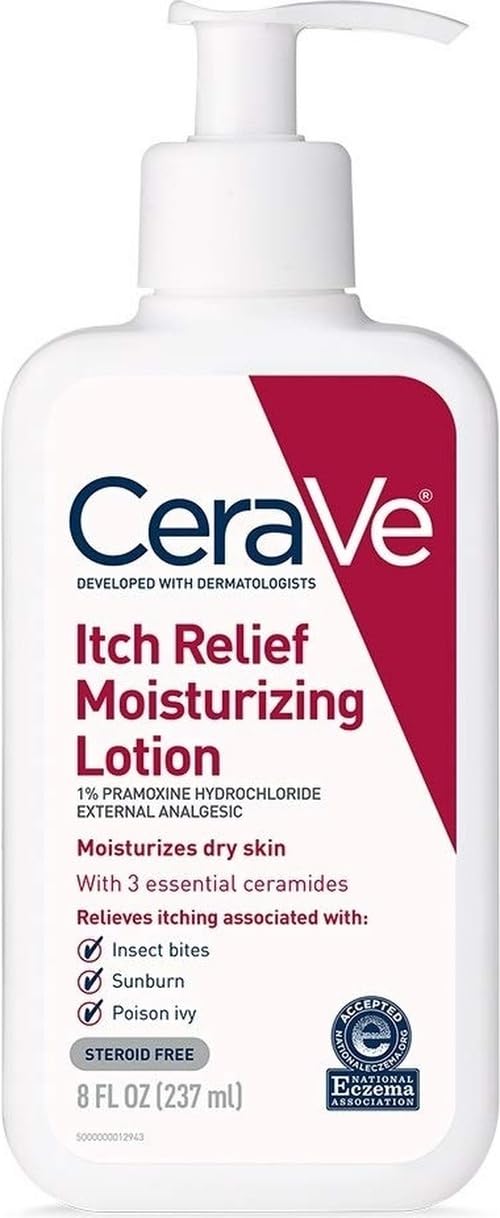 CeraVe Anti Itch Moisturizing Lotion with Pramoxine Hydrochloride, Relieves Itch with Minor Skin Irritations, Sunburn Relief, Bug Bites, 8 Ounce