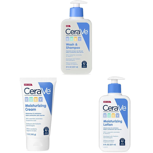 CeraVe Baby Wash & Shampoo | 2-in-1 Tear-Free Baby Wash, Paraben & Baby Cream | Gentle Moisturizing Cream with Ceramides & Baby Lotion | Gentle Baby Skin Care with Ceramides