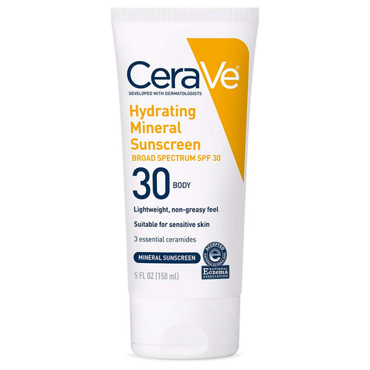 CeraVe Hydrating Mineral Sunscreen SPF 30 with Hyaluronic Acid, 5oz