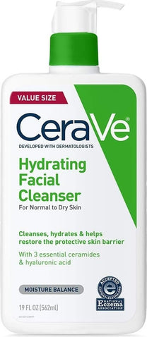 CeraVe Hydrating Cleanser with Hyaluronic Acid, Face Wash for Dry Skin,19oz
