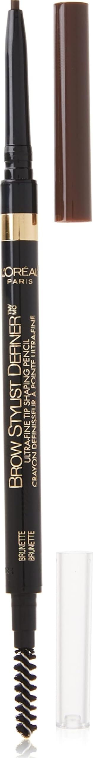 L'Oreal Paris Makeup Brow Stylist Definer Waterproof Eyebrow Pencil, Ultra-Fine Mechanical Pencil, Draws Tiny Brow Hairs and Fills in Sparse Areas and Gaps, Brunette, 0.003 Ounce (1 Count)