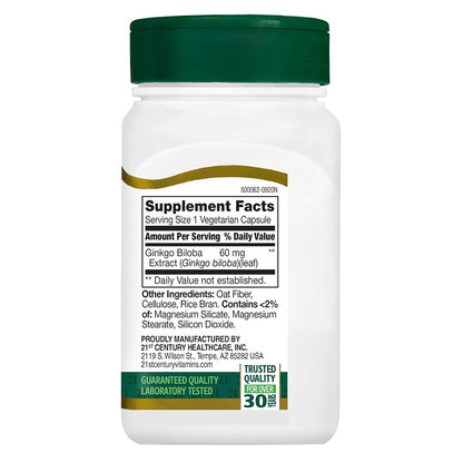 21st Century Ginkgo Biloba Extract Capsules, Memory & Focus, 60 Count