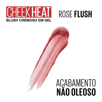 Maybelline Cheek Heat Gel-Cream Blush Makeup, lightweight, Breathable Feel, Sheer Flush Of Color, Natural-Looking, Dewy Finish, Oil-Free, Rose Flush, 1 Count