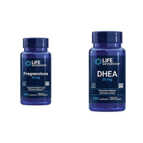 Life Extension Pregnenolone 50mg and DHEA 25mg - Hormone Balance and Anti-Aging Supplements - 100 Capsules Each