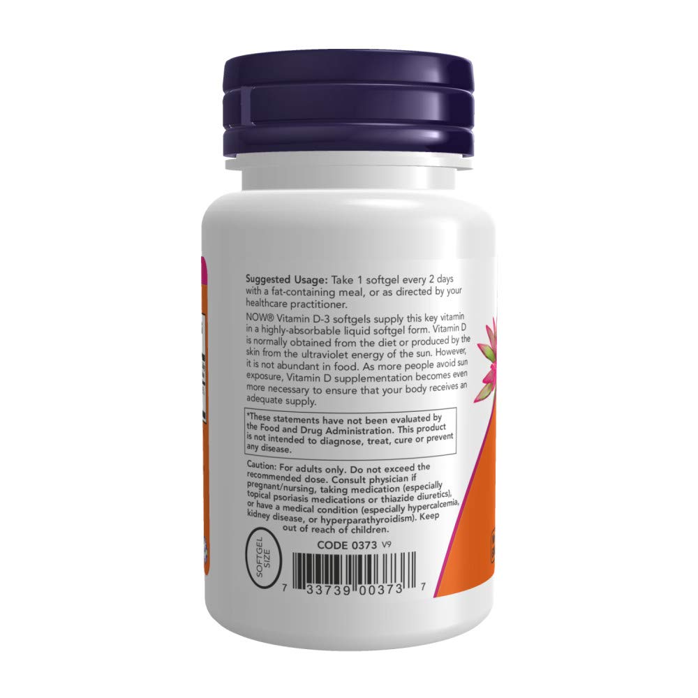 Now Foods Vitamin D3 5,000 IU, 240 softgels (Pack of 2)