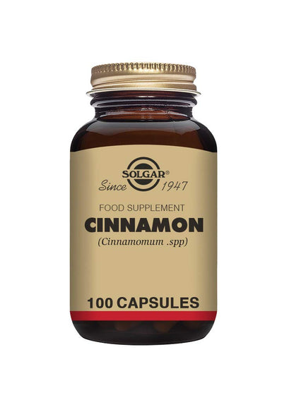 Solgar Cinnamon - 100 Vegetable Capsules, Pack of 2 - Full Potency (FP) - Non-GMO, Vegan, Gluten Free, Dairy Free, Kosher - 200 Total Servings