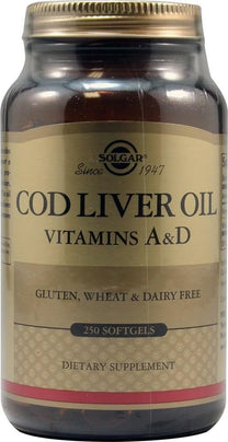 Solgar Cod Liver Oil - 250 Softgels, Pack of 2 - Provides Vitamins A & D - Non-GMO, Gluten Free - 500 Total Servings