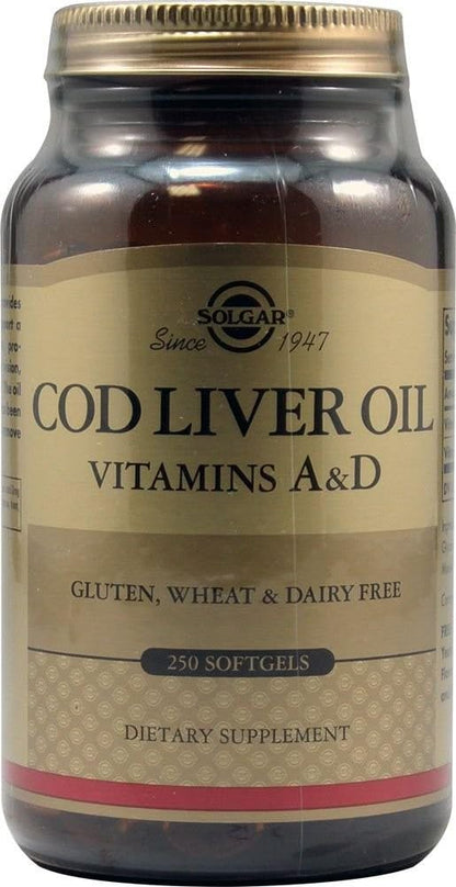 Solgar Cod Liver Oil - 250 Softgels, Pack of 2 - Provides Vitamins A & D - Non-GMO, Gluten Free - 500 Total Servings