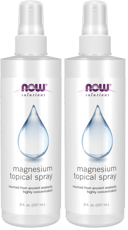 NOW Foods Solutions, Magnesium Topical Spray, from the Ancient Zechstein Seabed, Highly Concentrated, 8 Fl Oz (Pack of 2)
