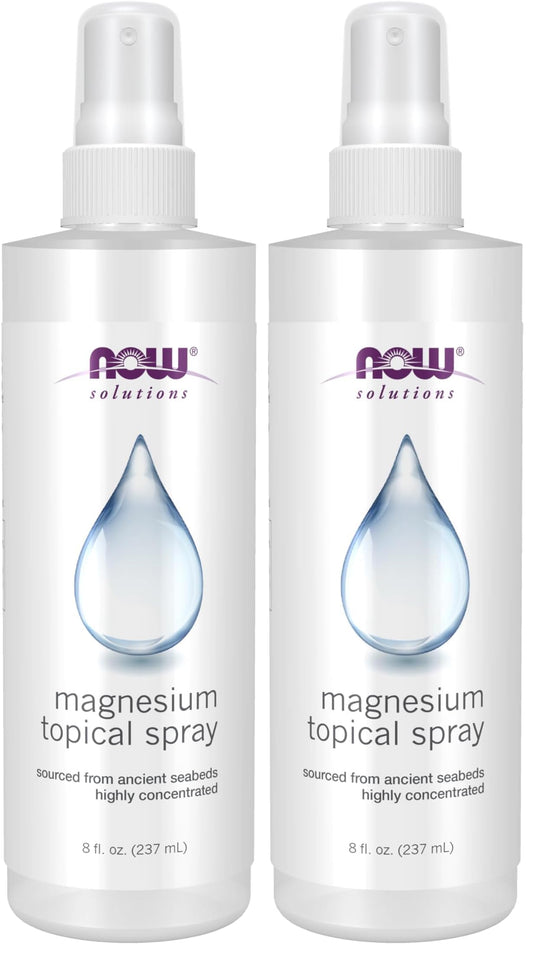 NOW Foods Solutions, Magnesium Topical Spray, from the Ancient Zechstein Seabed, Highly Concentrated, 8 Fl Oz (Pack of 2)