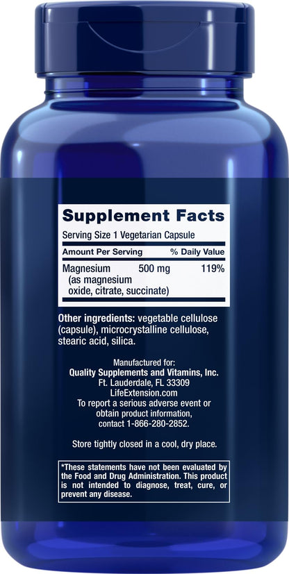 Life Extension Magnesium Caps 500mg, 270 Vegetarian Capsules
