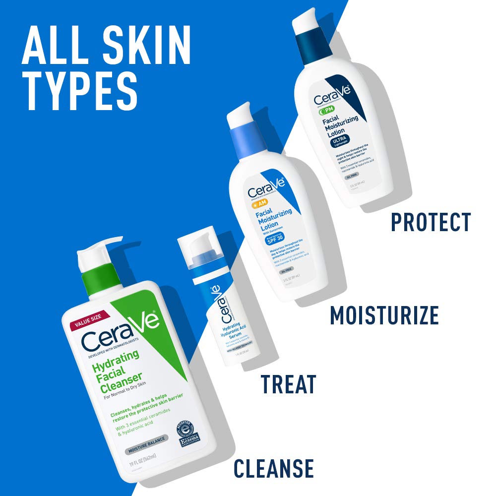 CeraVe AM Facial Moisturizing Lotion SPF 30 | Oil-Free Face Moisturizer with Sunscreen | Non-Comedogenic | 3 Ounce