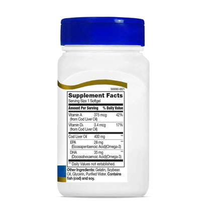 21st Century Norwegian Cod Liver Oil, 400 mg, 110 Softgels