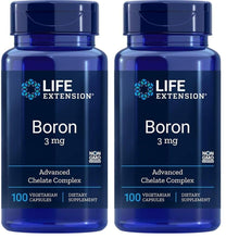 Life Extension Boron 3 mg, Vitamin B2, Supports Healthy Bones, Optimal Bone Metabolism, Immune Function, Nervous System Health, Gluten Free, Non-GMO, Vegetarian, 100 Capsules (Pack of 2)