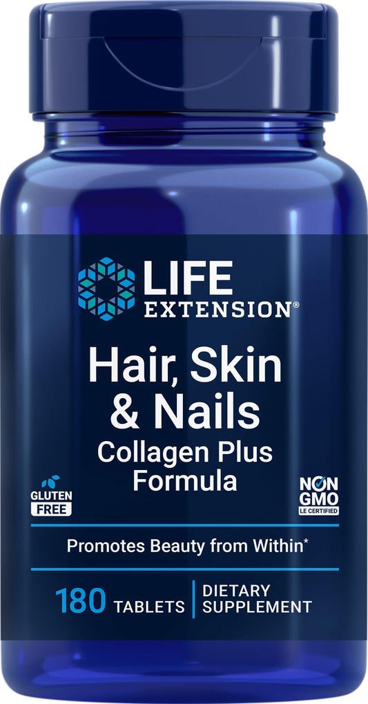 Life Extension Hair, Skin & Nails Collagen Plus Formula, 180 Tablets