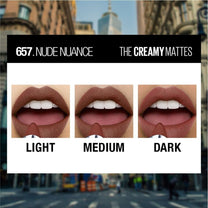 Maybelline Color Sensational Lipstick, Lip Makeup, Matte Finish, Hydrating Lipstick, Nude, Pink, Red, Plum Lip Color, Nude Nuance, 1 Count