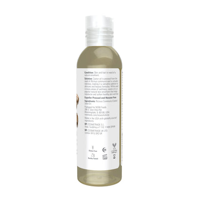 NOW Foods Solutions, Castor Oil, 100% Pure Versatile Skin Care, Multi-Purpose Skin Softener, 4-Ounce
