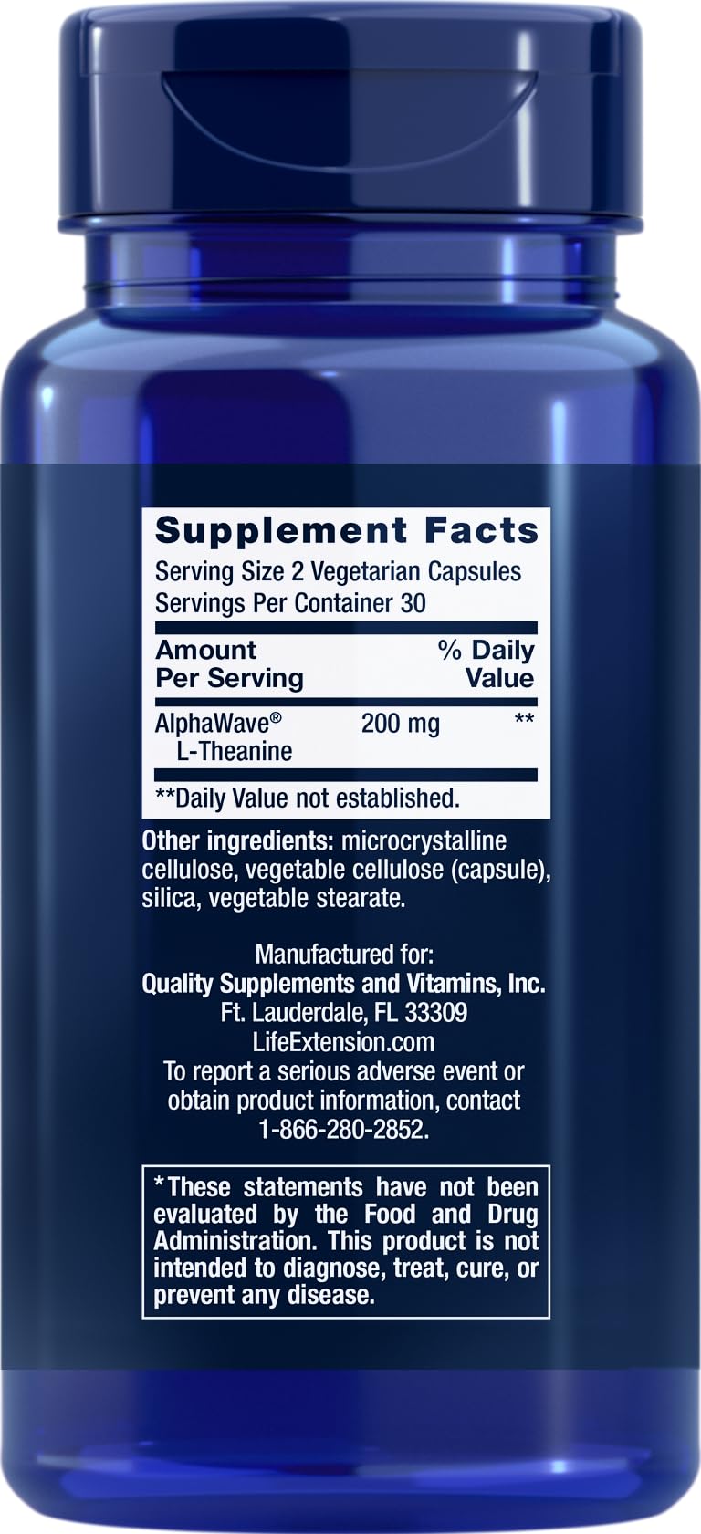 Life Extension L-Theanine, 60 Vegetarian Capsules (Pack of 2)