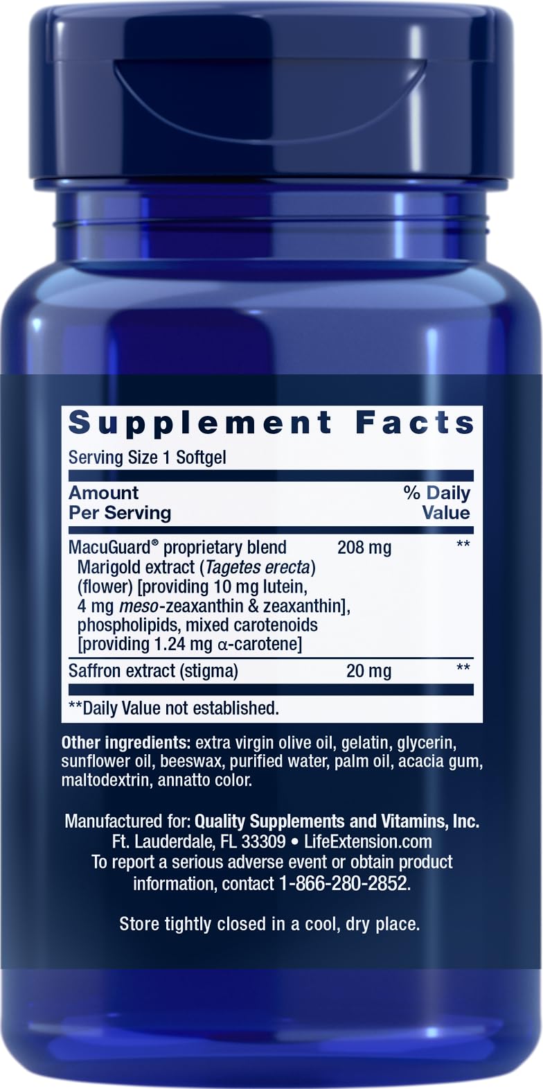 Life Extension MacuGuard Ocular Support with Saffron, 60 softgels (Pack of 2)
