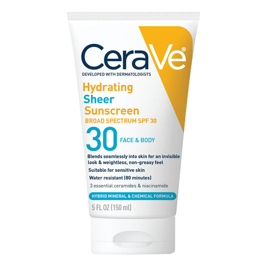 CeraVe Hydrating Sheer Sunscreen SPF 30 with Hyaluronic Acid, 5oz