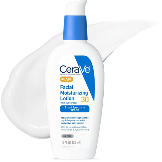 CeraVe AM Oil Face Moisturizer Lotion, Sunscreen for Face, SPF 30, 3oz