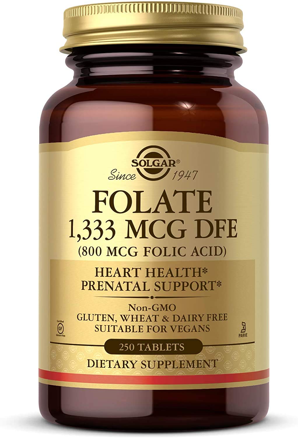 Solgar Folate 1,333 MCG Dietary Folate Equivalent, 250 Tablets