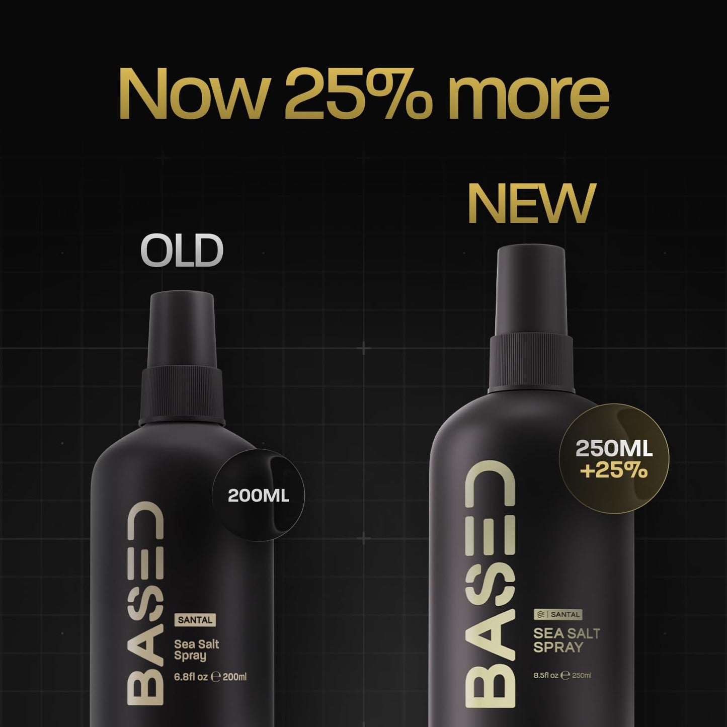 BASED Sea Salt Spray, Natural Finish Sea Salt Spray for Hair, Volume & Texture, Infused with Kelp & Vitamin B5, Light & Non-Greasy, Paraben Free, No Drying Alcohols, 8.5 oz (Pack of 1)