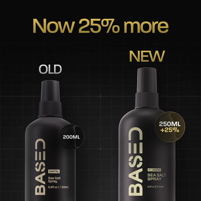 BASED Sea Salt Spray, Natural Finish Sea Salt Spray for Hair, Volume & Texture, Infused with Kelp & Vitamin B5, Light & Non-Greasy, Paraben Free, No Drying Alcohols, 8.5 oz (Pack of 1)