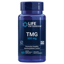 Life Extension TMG, trimethylglycine, Encourages Healthy homocysteine Levels, Non-GMO, Gluten-Free, Vegetarian, 60 Capsules