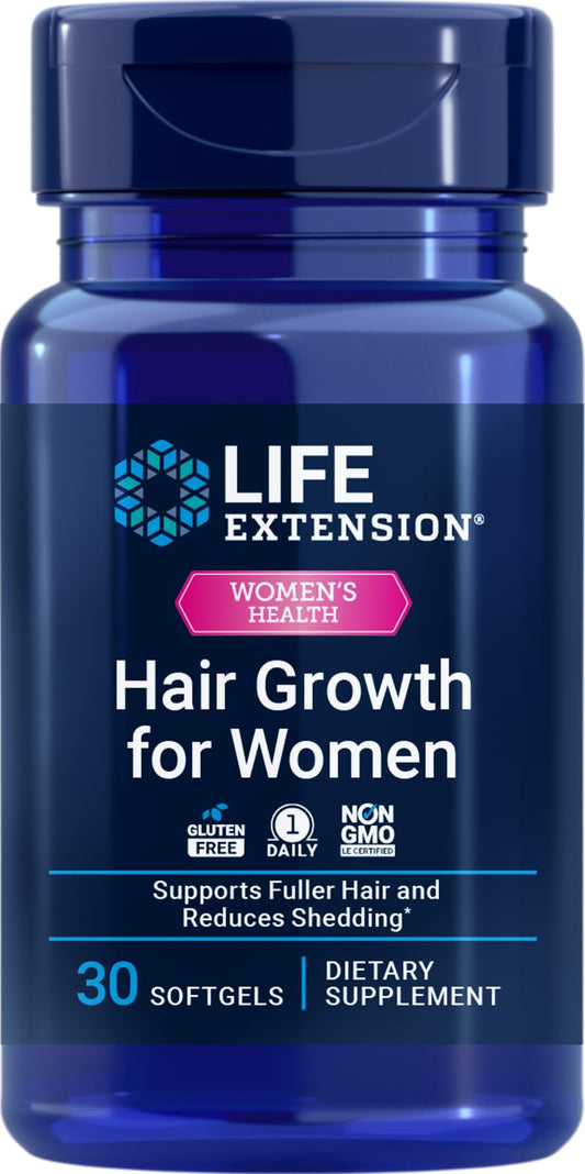 Life Extension Hair Growth for Women, Hair Growth Supplement, Fullness and Density, Ceramosides™, VI-SPO®, Non-GMO, 1-Daily, Gluten-Free, 30 softgels