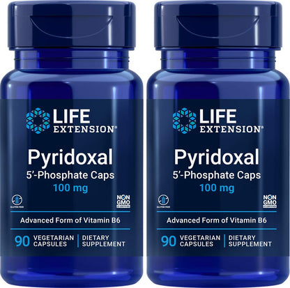 Life Extension Pyridoxal-5'-Phosphate Caps 100 mg, 90 Veg Caps (Pack of 2)