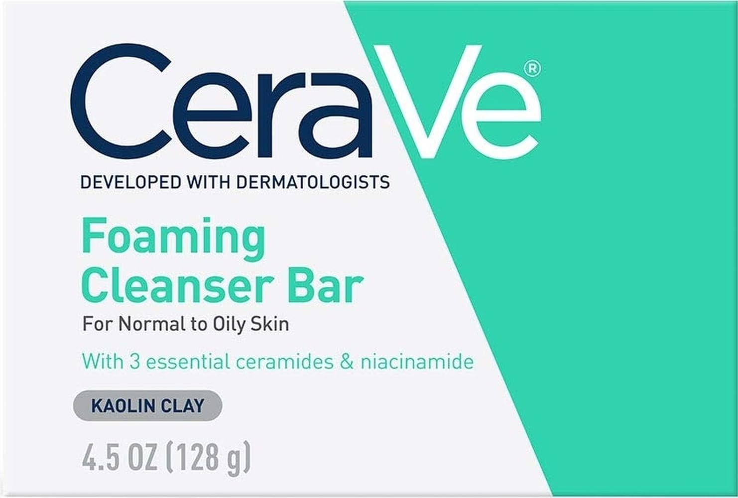 CeraVe Foaming Cleanser Bar, Face & Body Wash, Soap for Oily Skin, 4.5oz
