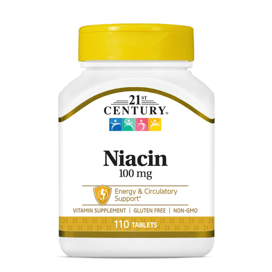 21st Century Niacin Tablets, 100 mg, 110 Count