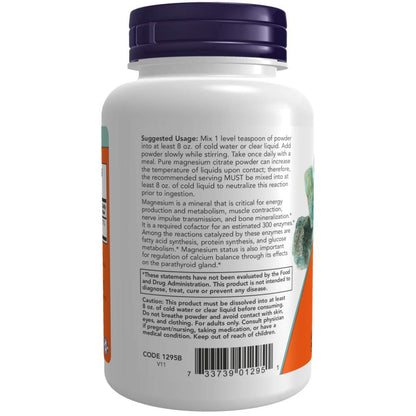 NOW Magnesium Citrate Powder, 8 Ounces (Pack of 2)