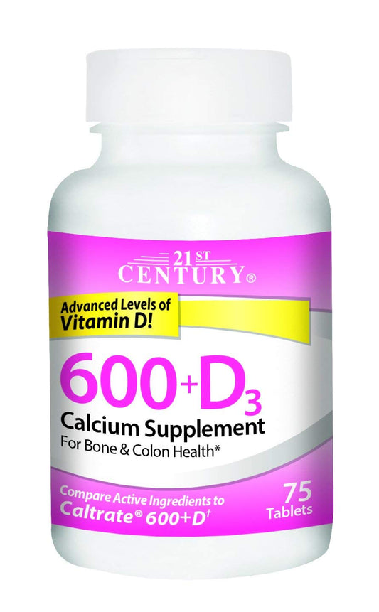 21st Century Calcium 600+D3 Tablet 600mg-800U 75 Count (2 pack)