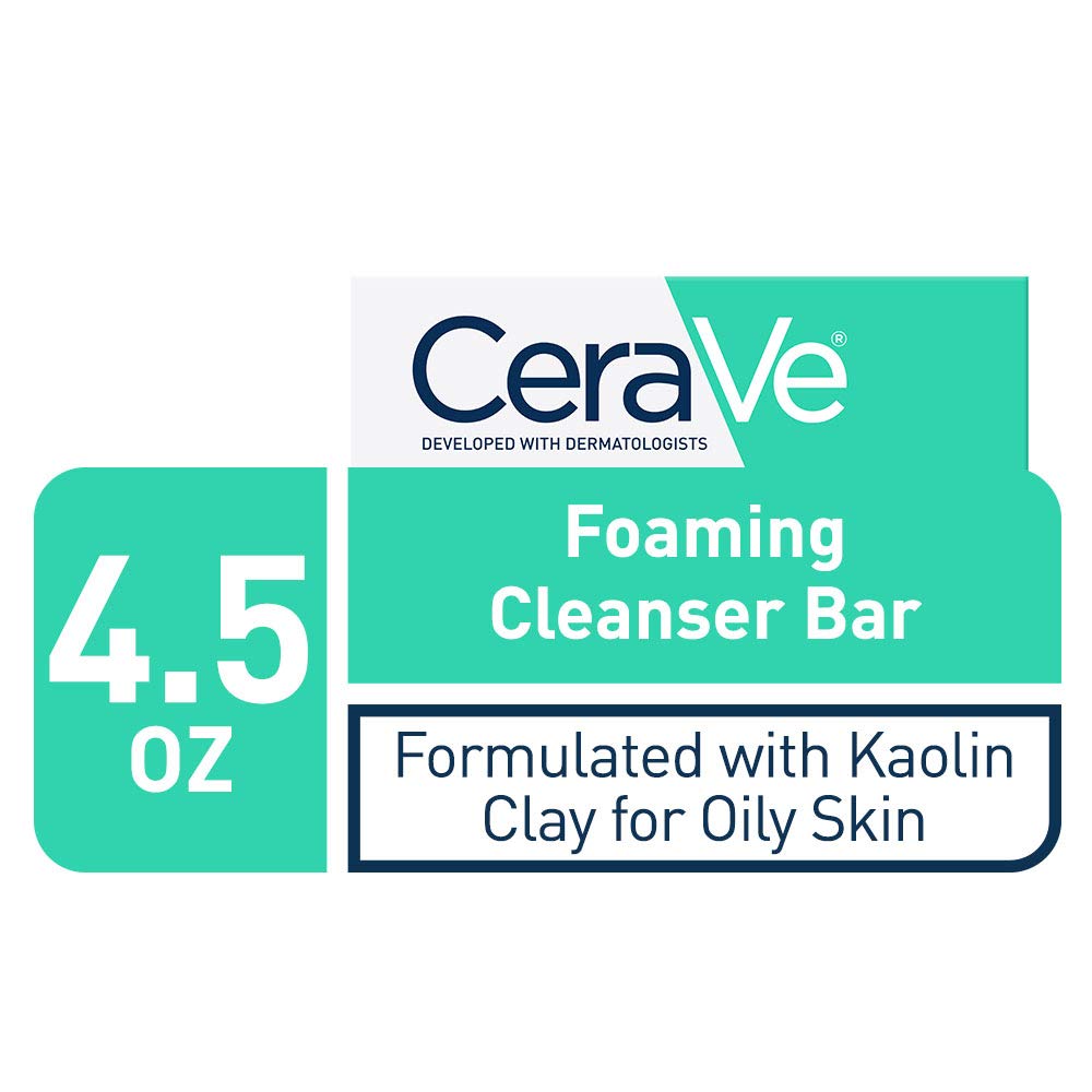 CeraVe Foaming Cleanser Bar, Face & Body Wash, Soap for Oily Skin, 4.5oz