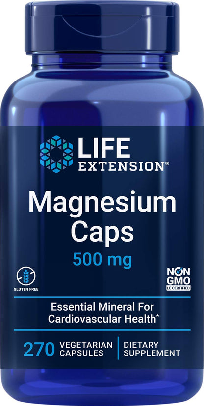 Life Extension Magnesium Caps 500mg, 270 Vegetarian Capsules
